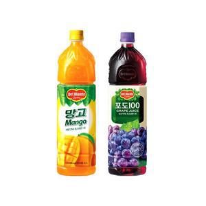 [롯데칠성음료] 델몬트 망고 1.5L 6입+포도100 1.5L 6입.