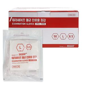 테라세이프 사라야 멸균 진료용 라텍스 장갑 50조(100매) S M L