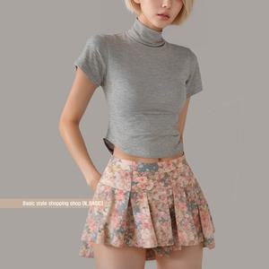 시스루목티 둥근밑단 레이어드티 이너 여름 목폴라티 무용 정장이너 스판 쫄티