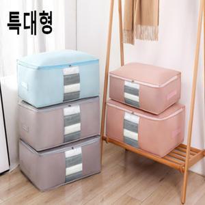 투명창 사각 부직포 압축 보관 파우치 3컬러 특대형 의류 이불 수납 정리함 침대 밑 옷장 다용도 박스
