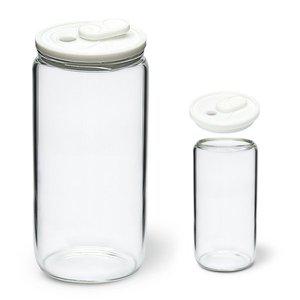 [MIR]헥사 비어캔 내열유리컵 500ml 화이트 실리콘뚜껑 스무디잔 주스컵