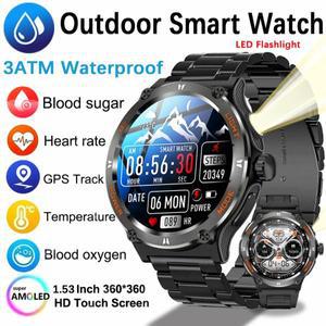 화웨이 샤오미 호환 러기드 밀리터리 스마트 워치 남성용 HD AMOLED 블루투스 통화 GPS 트랙 500Mah 3ATM