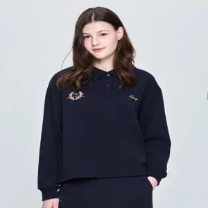 [헤지스 여성] [25SS] HSTS5B200N2 자수포인트 폴로 스웨트 셔츠 네이비