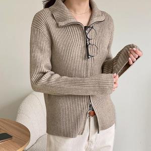 여자 골지자켓 카라넥 투웨이집업 봄 가디건
