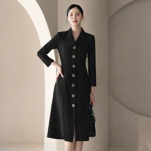[시크라인] (~XXL까지) 해미린 더블카라 허리끈 플레어 원피스 봄 가을 하객룩 오피스룩 데이트 모임 미시 빅사이즈