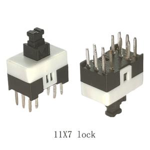 10 개몫 11MM x 7MM 자동 잠금 전원 켜기 끄기 스위치 마이크로 스위치 12pin DIP 래칭 프레스 버튼