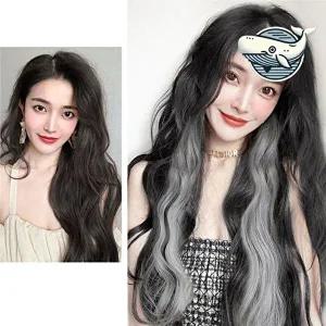 컬러 고급 붙임머리 웨이브 헤어피스 실버-WFGYL2R