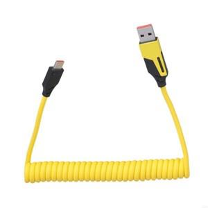16FD 65W 타입 C + USB 2-in-1 개폐식 데이터 케이블 고속 480mbps 스프링 코일 디자인 랩톱을위한 전송