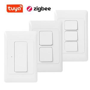 Milfra Tuya Zigbee 푸시 버튼 스위치 물리적 스마트 US 브라질 라이트 벽 1/2/3Gang 타이머 음성 제어 Goo