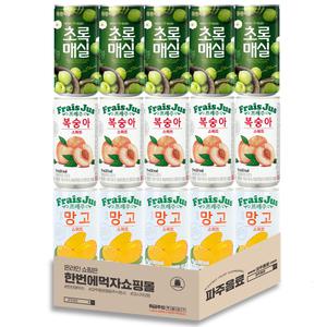 [미니캔음료수 모음] 175-180ml 3종 각 5개씩 / 총15개입 (프레주 복숭아, 망고, 초록매실)