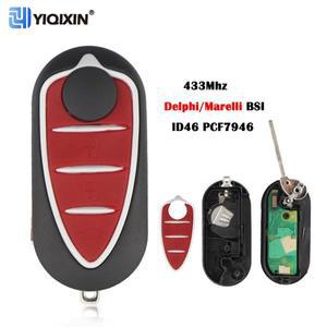 YIQIXIN 3 버튼 플립 리모컨 Alfa Romeo Mito GTA 2008-2015 Giulietta 433Mhz Delphi/Marelli 자동 Fob ID