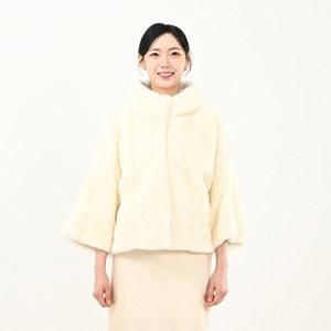 우진모피(WJ) 코펜하겐 퍼 휘메일 화이트 반후드나그랑 밍크코트 국내생산 본사직영