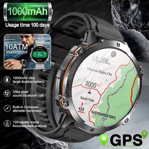 2025 T-Rex3 GPS 스마트 시계 2025 Xiaomi IOS 군용 Smartwatch 남자 10ATM 방수 1000mAh 배터리 BT 통화