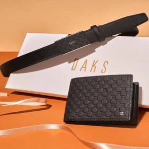 닥스 액세서리 25FW 재증정][지갑벨트세트] 블랙 루이스 DD패턴 자동벨트 반지갑 세트 DBWA5F981