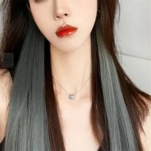 핫딜 여아염색브릿지머리핀 그라데이션 브릿지 헤어피스 5p세트애쉬그레이
