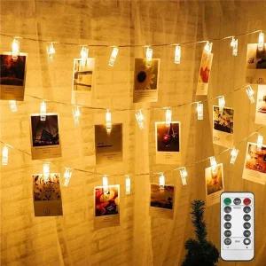 LED 와이어전구 사진집게클립 10P 20P 건전지포함 A/전구/미니/줄/리모컨/꼬마전구/앵두/캠핑/눈꽃/인테리