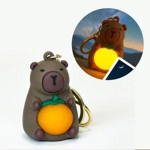 카피바라 감귤 무드 키링 LED 불빛 과일 피규어 열쇠고리 키홀더 우정템 선물