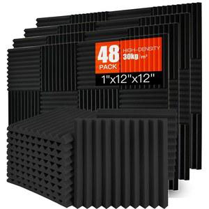 음향 폼 패널 48팩 1인치 x 12인치 사이창 빨간색 방음 웨지로 벽 소음 흡수 및 처리를 위한 스튜디오, 게임룸용