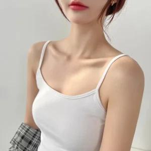 일자 여성 슬림 끈나시 여름 시원한 이너 크롭티 탱크탑 골지나시