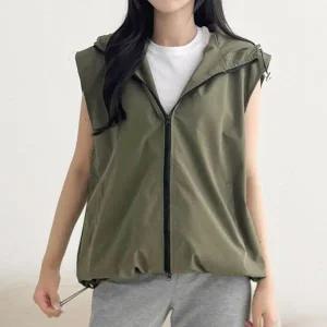 남녀공용 립스탑 오버핏 스트링 후드조끼 AD-250905