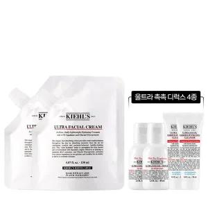 [키엘](강남점)[10R] 울트라 훼이셜 크림 리필 파우치 150ml 듀오 세트 (+울트라 촉촉 디럭스 4종)