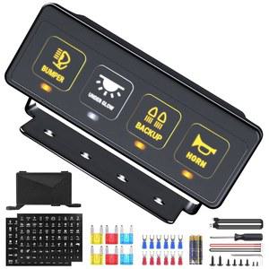 MNJ MOTOR 4 갱 무선 스위치 패널 - 다기능 원격 제어 오프로드 패널, 트럭 SUV ATV UTV 차량용 4가지 모드 메모리 기능 회로 릴레이 시스템 박스가 있는 토글