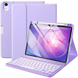 하보푸 키보드 케이스 IPAD AIR 11인치/AIR 5세대 4세대 케이스와 호환되며 키보드-백라이트 분리 가능 POLIO 커버 및 11인치 M3/M2용 펜슬 홀더 포함 (2025/2024) 5/AIR 4 (보라색)