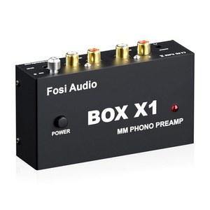 3.5MM 헤드폰 및 DC 12V 전원 공급 장치가 있는 RCA 출력을 갖춘 MM 턴테이블 미니 스테레오 오디오 하이파이 축음기/레코드 플레이어용 Fosi 박스 X1 포노 프리앰프
