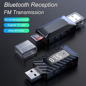 차량용 블루투스 5 3 송신기 리시버 LED 디스플레이 핸즈프리 통화 차량 키트 FM 라디오 지지대 TF 카드용 무선 오디오