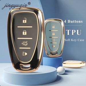 Jingyuqin 4 버튼 TPU 자동차 키 케이스 커버 Fob for Chevrolet Chevy Malibu Camaro Cruze Traverse Spar