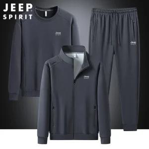 JEEP SPIRIT 남자 스탠다드 집업 트레이닝 세트 운동복 3피스 세트 L-8XL