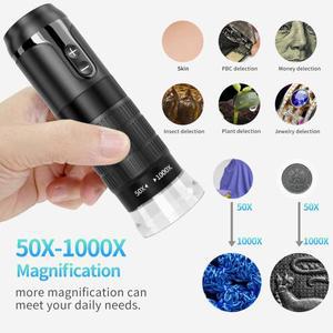 WiFi USB 디지털 휴대용 현미경 50 ~ 1000x 무선 배율 내시경 카메라, 아이폰 호환 안드로이드용 8 LED 포