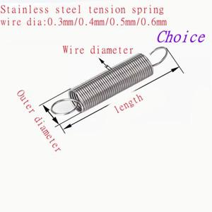 10pcsPcs 와이어 직경 0.3mm 304 스테인레스 스틸 듀얼 후크 인장 스프링 외부 2mm ~ 길이 10-60mm