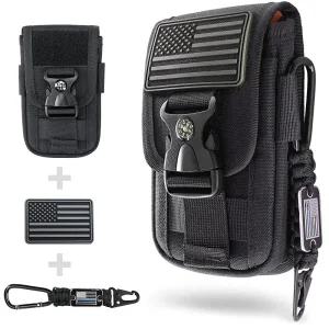 WYNEX Tactical Molle 나침반 버클이 있는 폰 파우치 전술 홀스터 휴대폰 범용 벨트 허리 가방 IP 15/14/13