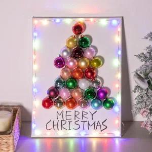 /플라워트리 크리스마스 액자 트리 벽 장식 LED 레인보우 40cm