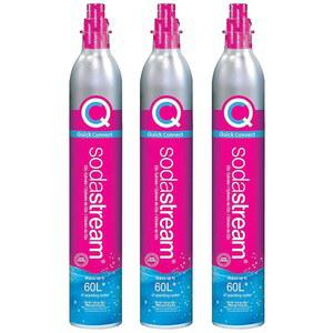소다스트림 CO2 탄산화 번들 60L 퀵커넥트 실린더 3개, 핑크 CQC 시스템 - 다시는 CO2가 소진되지 않음 테라, ART, 아쿠아 피즈, E-테라, E-DUO, 엔소 및