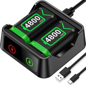 익스트림쿨 Xbox One 컨트롤러 배터리 팩, 2x4800mWh 충전식 Xbox 배터리가 장착된 Xbox 충전식 배터리 스테이션, Xbox Series X용 X-1 충전기 배터리 팩|S/One S|X/One 엘리트 컨트롤러