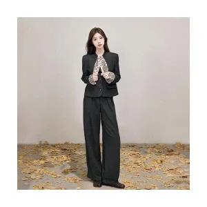 여자 정장세트 추동 프렌치 빈티지 오피스룩 세트 정장 코트 와이드 바지 투피스 BE4