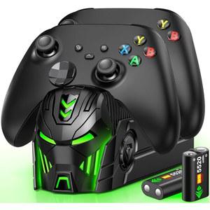 Xbox 컨트롤러와 호환되는 충전 스테이션, 충전 도크 및 4개의 커버가 있는 Xbox 시리즈 컨트롤러용 2x5520mWh 충전식 배터리