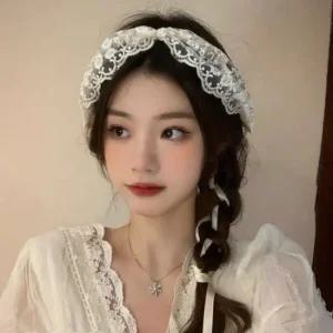 러블리 하늘하늘 캐주얼 레이스 헤어밴드 필수템 넥 빅리본헤어밴드 팔목밴드 벨벳머리띠