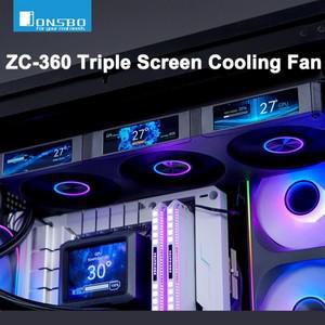 존스보 ZC-360 섀시 팬 3스크린 5V ARGB PWM CPU 쿨링 볼 베어링 일체형 마그네틱 흡착 3.38인치 케이스