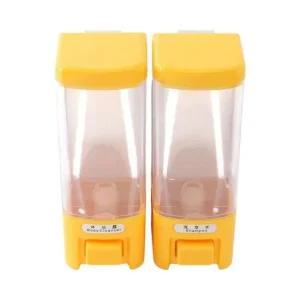 2구 물비누 디스펜서  500ml 옐로우) DK57 벽걸이삼푸통 액체비누통 샴푸디스펜서
