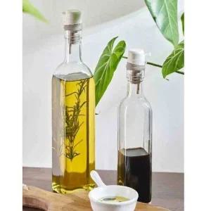 고품질 500ml 사각 오일병 2개 실리콘 마개 흘림 방지 원터치 와인병 (WFK6EM3)