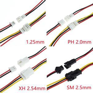 2/5/10Pairs JST 1.25 PH/SM2.5/XH 2.54 피치 Male 와이어 커넥터 2P 3P 4P 5P 6P 플매트 카펫 러그 잭 터