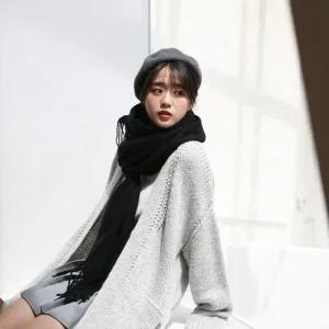 목도리 겨울 울목 벨리 무지 l 도리 머플러(블랙) 울머플러