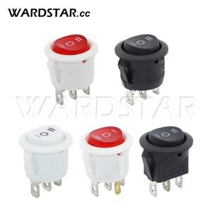 5Pcs KCD1 라운드 보트 로커 스위치 레드블랙화이트 34Pin ON-OFF-ON 전원 6A250VAC 10A125VAC