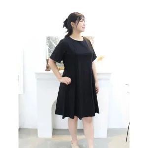 [리베리베_레이틀리코리아]빅사이즈 블랙 원피스 여름 반팔 플러스사이즈 하객룩 상견례 데이트 코디 통...