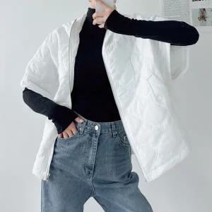 여자 겨울 누빔 가오리핏 후드집업 퀼팅 박시 조끼