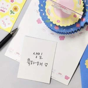 [셀러에이드]생일 축하 팝업 카드 세트 리본토끼 엽서 편지 3D 입
