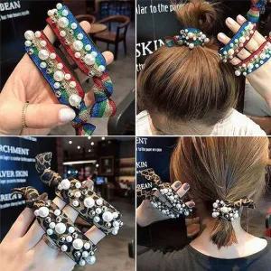 fashion korean popular 패턴  fashion  korean  accessory  trend  패턴진주헤어타이  popular